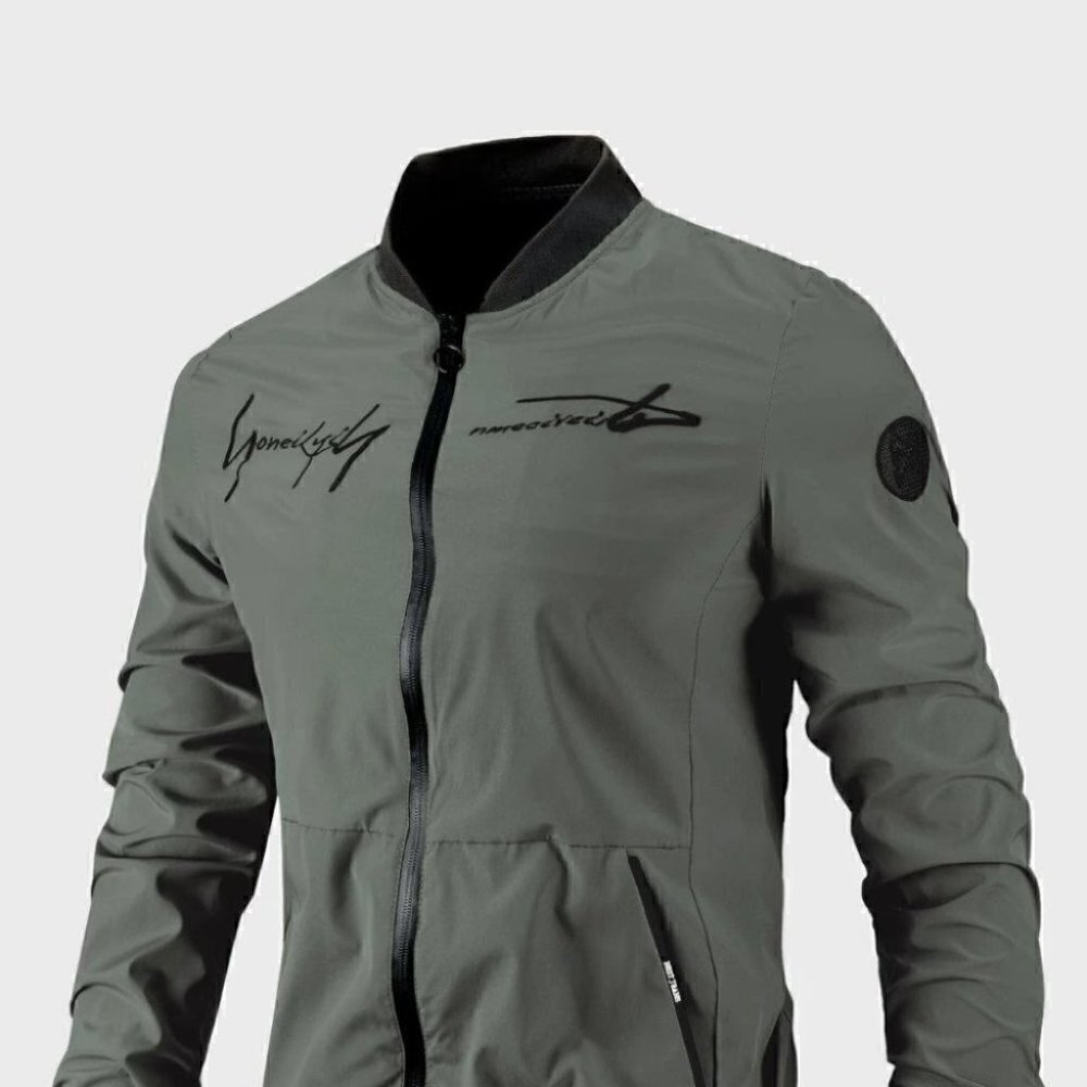 Dark Green Casual Men's Bomber Jacket
